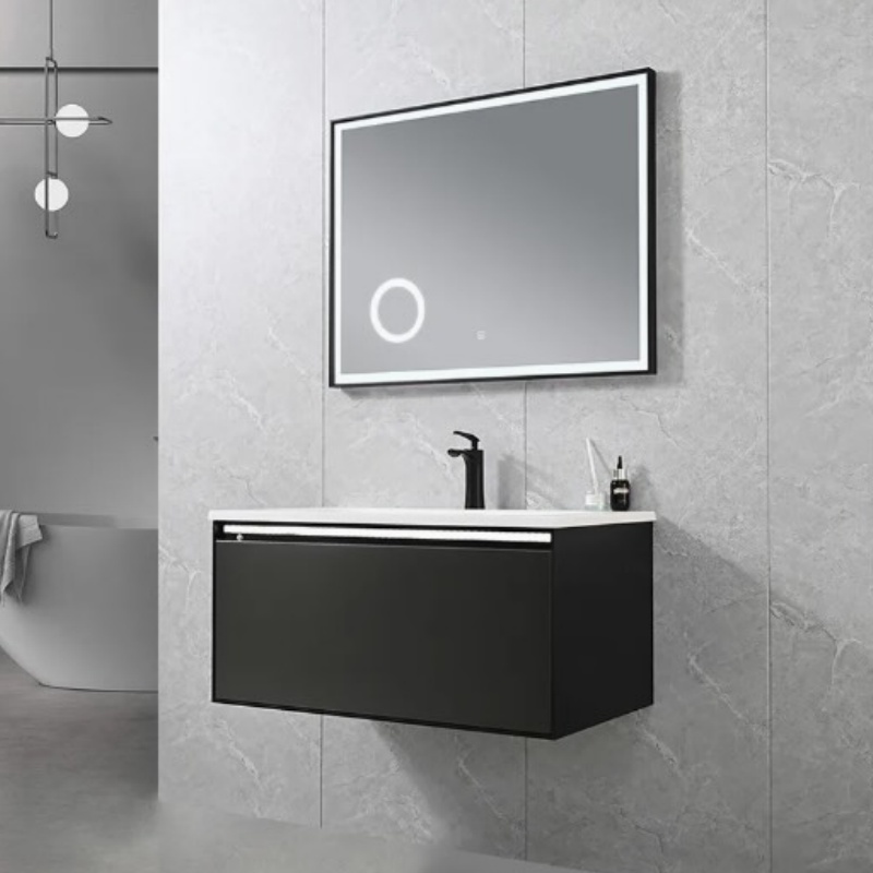 Classic Vanity Rectangle Grille Solid Wood Floor MDF Bathroom Sink Storage Cabinet