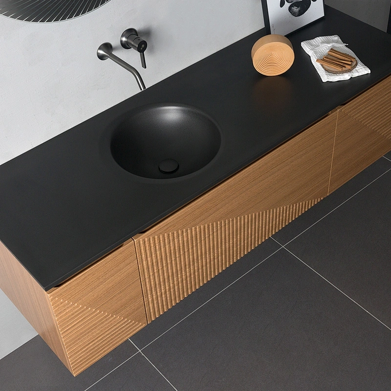 Small Bathroom Vanity White Painted Wall Mounted PVC & MDF Material with Basin