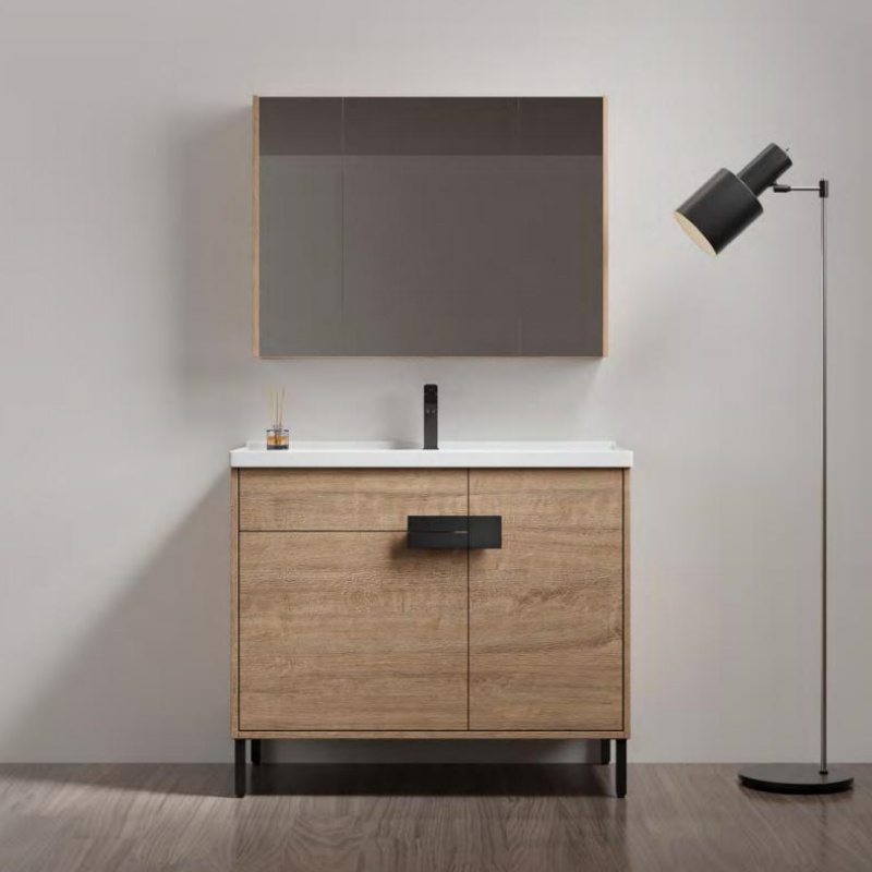 Best Selling Plywood Bathroom Cabinet and Double-Basin and LED Mirror Bathroom Vanity