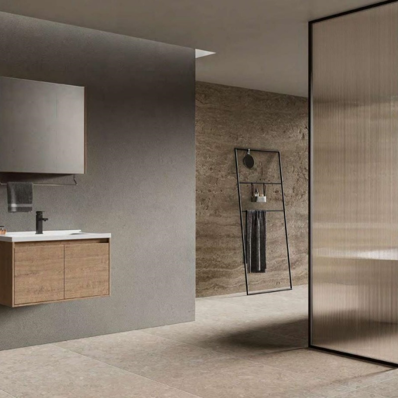Plywood Vanity with Mirror Wash Basin for Hotel BathroomPlywood Vanity with Mirror Wash Basin for Hotel Bathroom