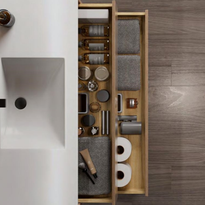Hotel Modern Plywood Bathroom Vanity Cabinet Customizable Size Sink Optional