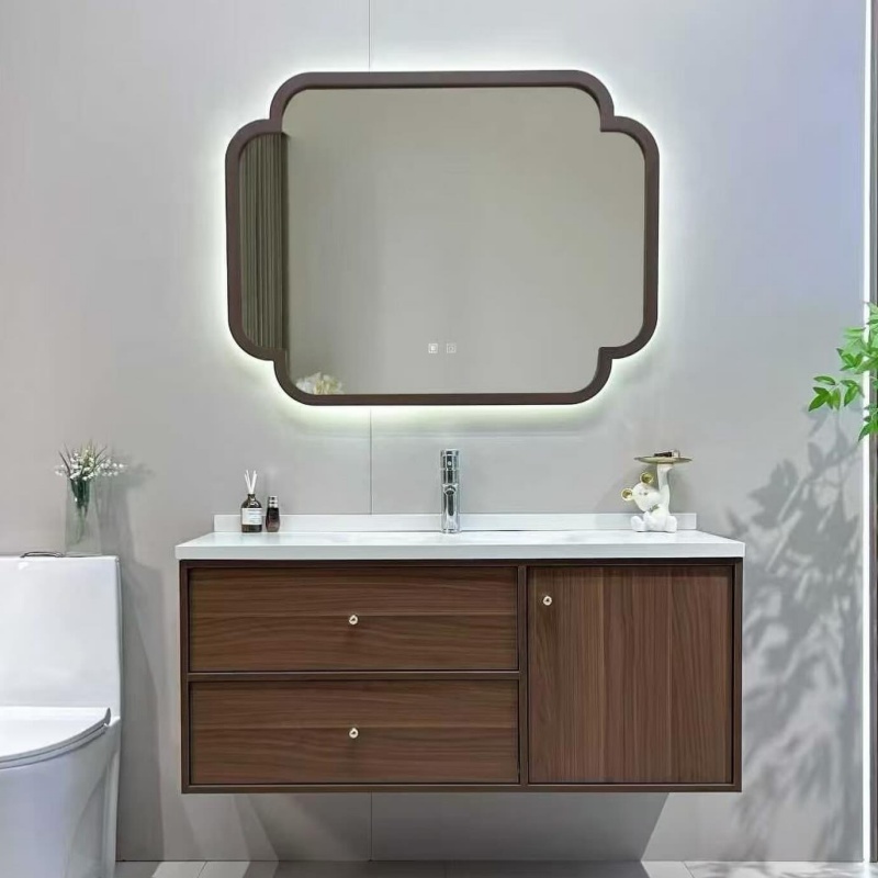 Modern Stylish MDF Drawer Wall Hang Bathroom Vanity with Sink and Mirror