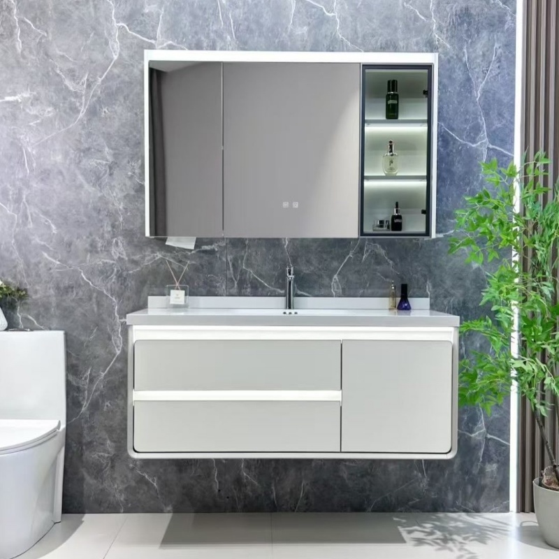 Modern Small MDF PVC Free Standing Shower Bathroom Furniture Cabinet Set White Bathroom Vality