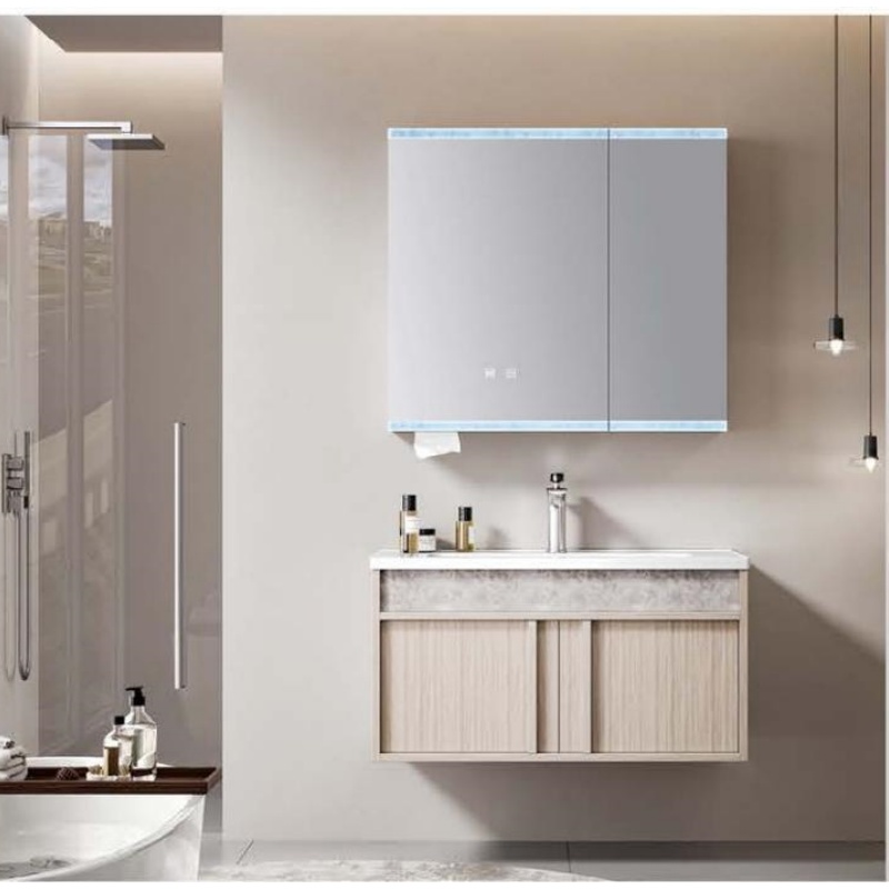 PVC Bathroom Cabinet with Sintered Stone Ceramic Basin