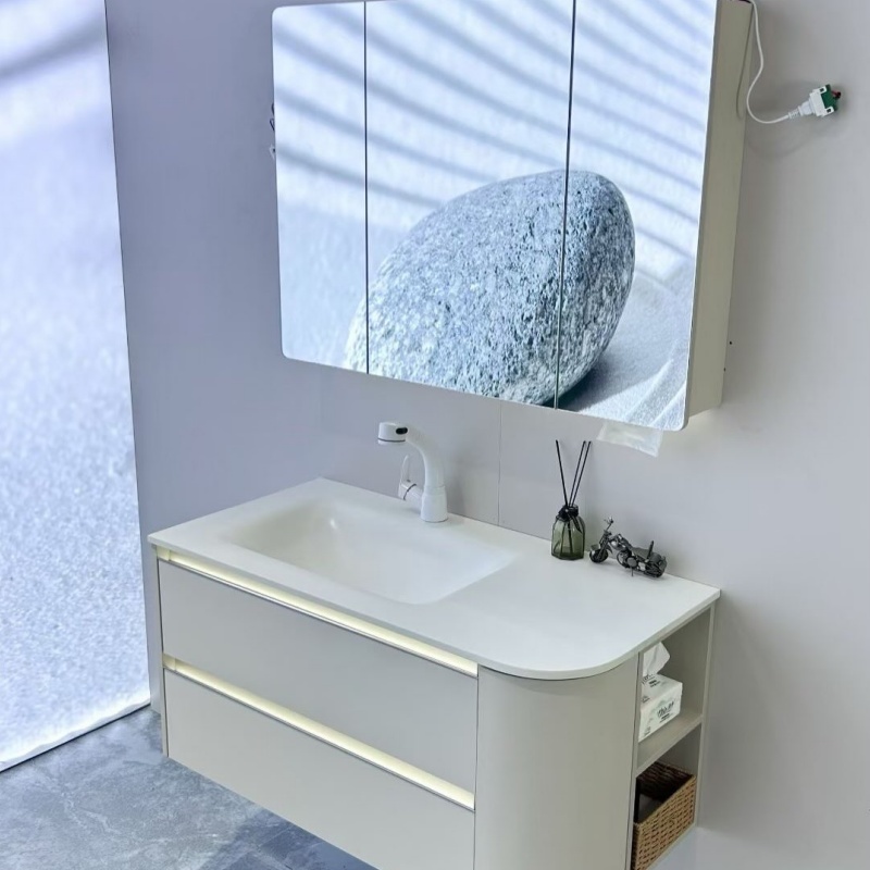 MDF Furniture New Blue Color Ceramic Washbasin Bathroom Cabinet Vanity Cabinet