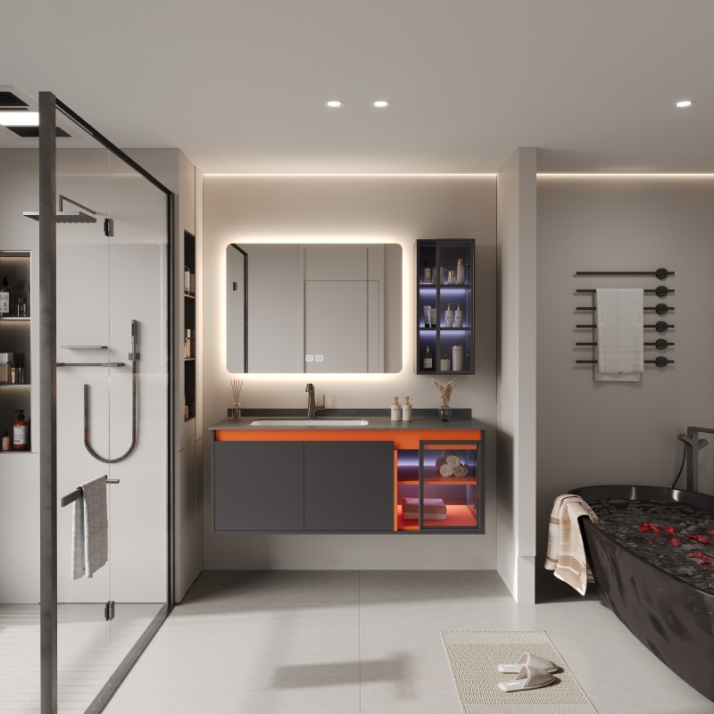 80cm Stylish Bathroom Cabinet Aviation Board Waterproof Vanity Cabinet