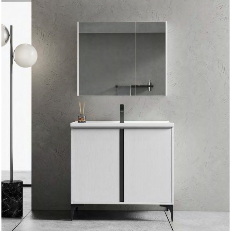 2025 Best Selling1200mm Bathroom Cabinet with Ceramic Basin and LED Mirror Vanity
