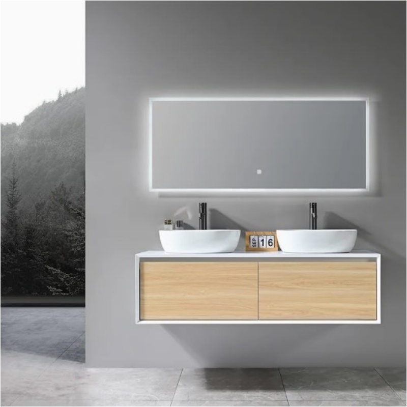 Latest Hot Sale Sanitary Ware MDF Bathroom Furniture with LED Mirror