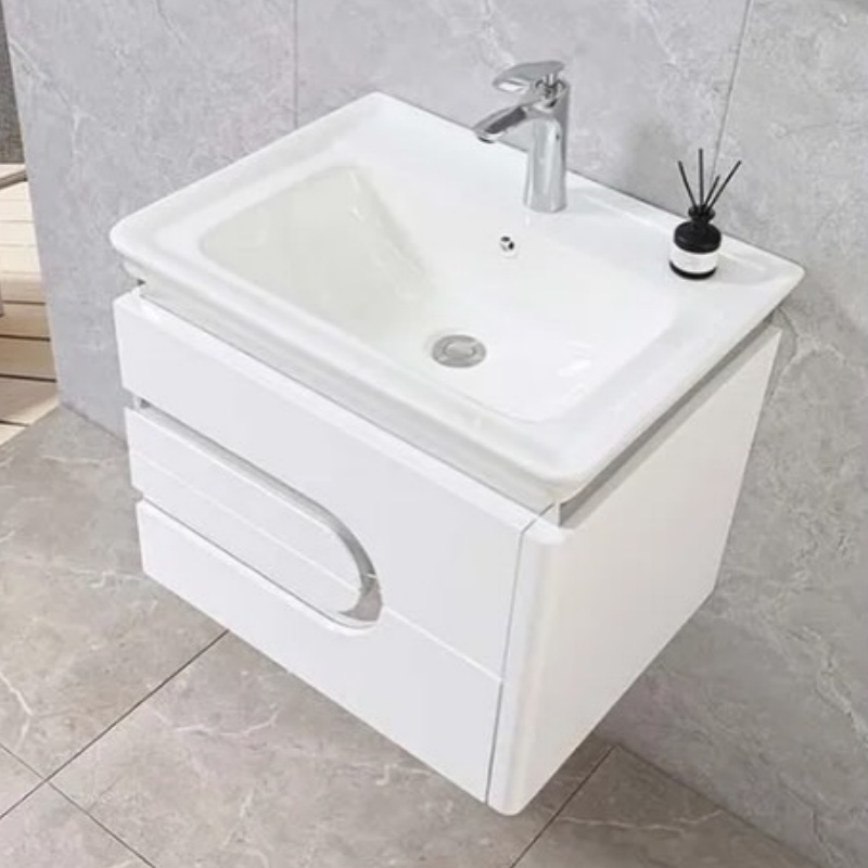 Promotional MDF Bathroom Cabinet Rectangle Vanity Wall Mounted Ceramic Basin