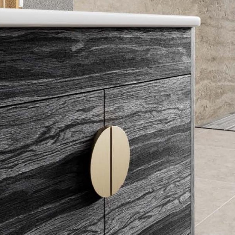 Stylish Home Furniture Waterproof Vanity with Drawers LED Light PVC Bathroom Cabinet