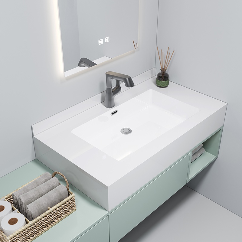 Modern European PVC Bathroom Vanity with LED Mirror Cabinet
