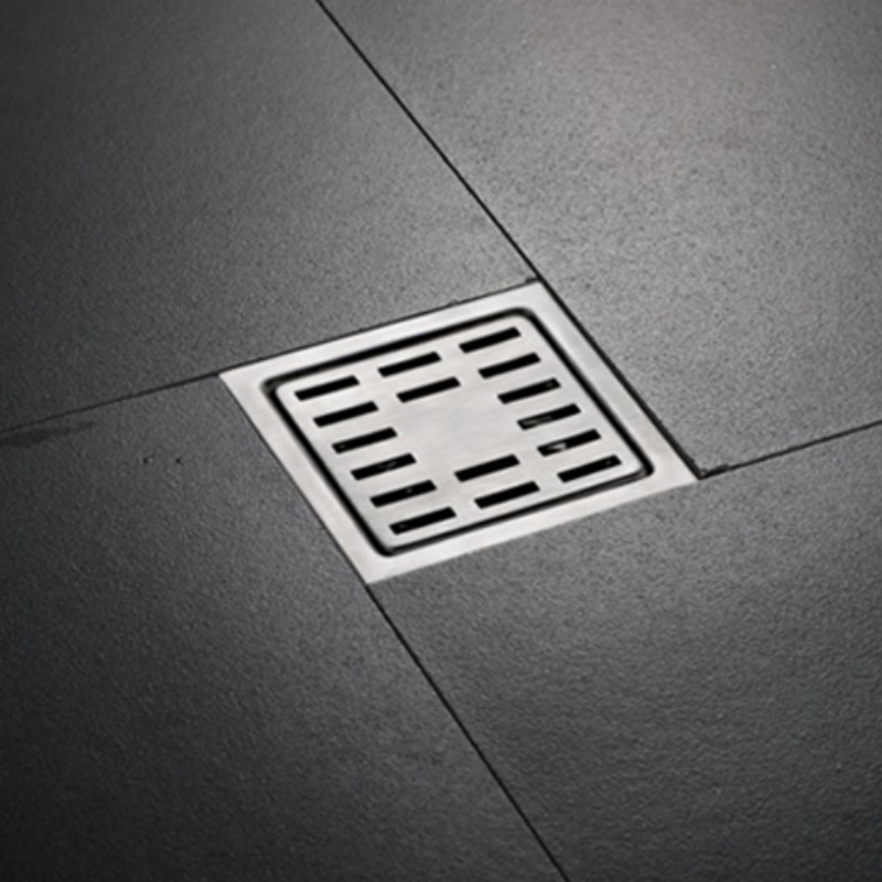 Steel Square Chromed Anti-Smell Brass Floor Drain Black Floor Drain Cover for Bathroom