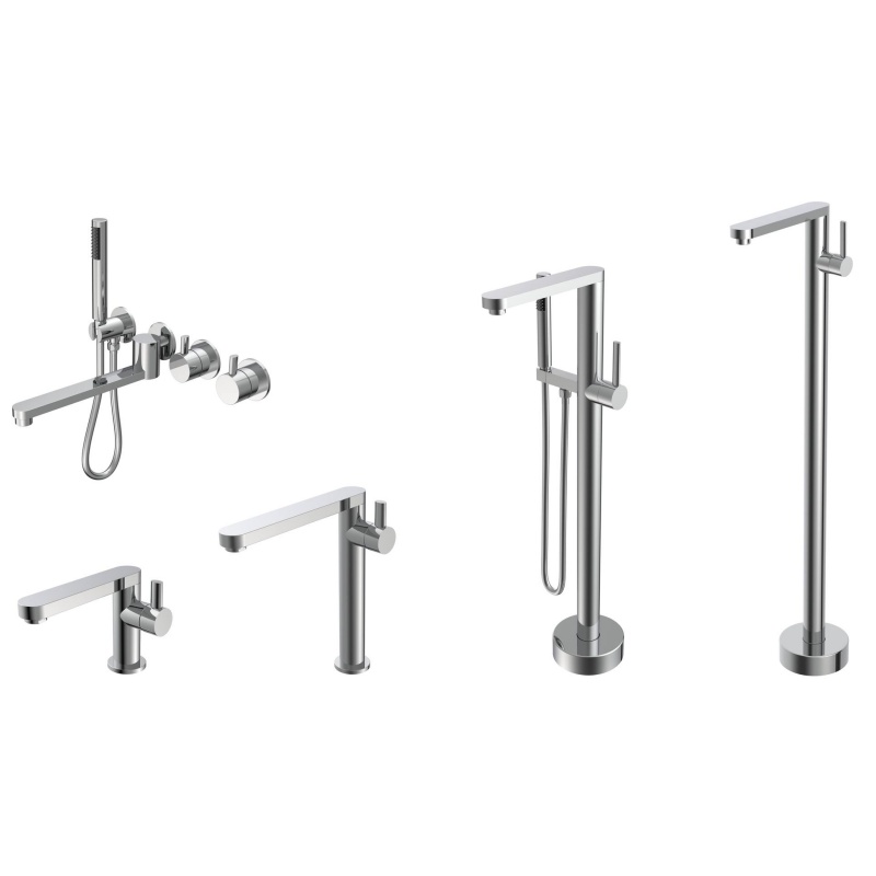 Matt Black Floor Standing Basin Faucet with LED Light