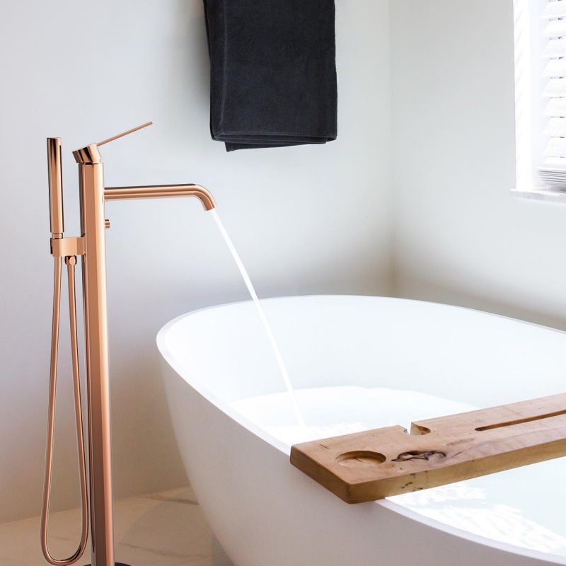 Factory Price 10% off Brass Floor Standing Bathtub Faucet Bath Shower Set