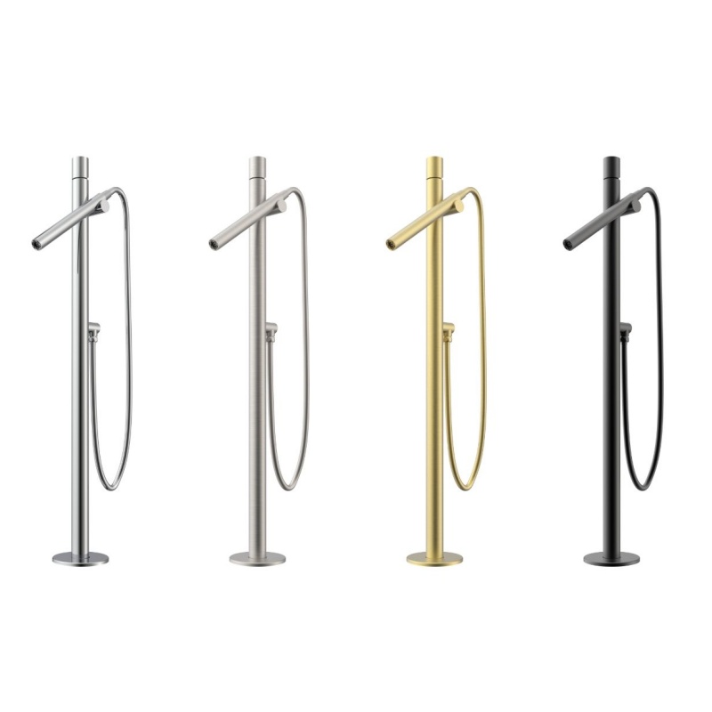 Black Dual Functon Freestanding Bathroom Faucet with Handheld Sprayer