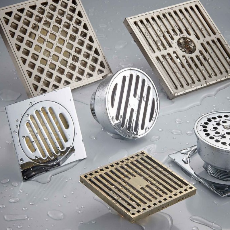 Square Shower Floor Drain Brushed Brass Square Small Tile Insert Floor Drain