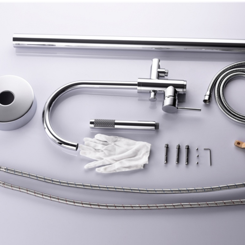 Brass Square Chrome Plated Bathtub Faucet Shower Set