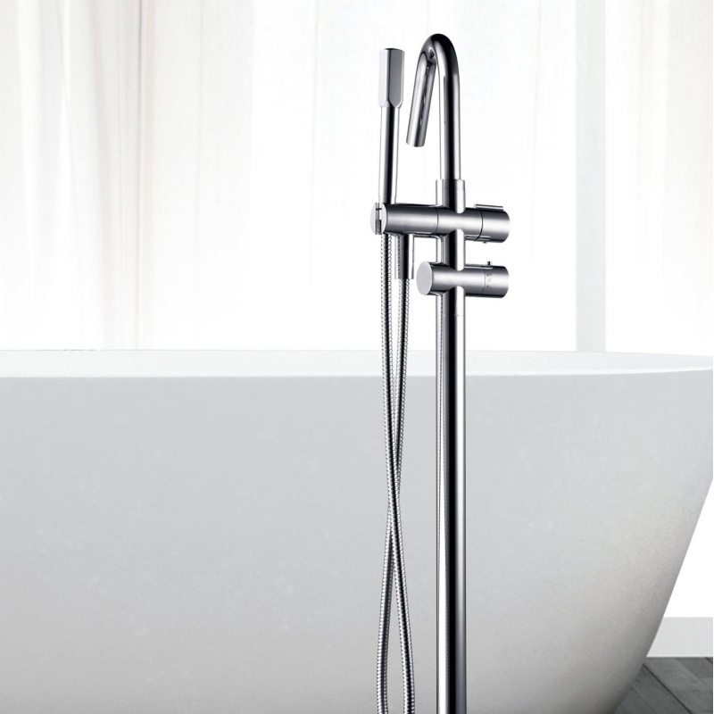 Factory Price 10% off Brass Floor Standing Bathtub Faucet Bath Shower Set
