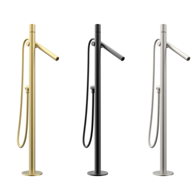 Black Modern Freestanding Bathub Faucet with Curve Spout