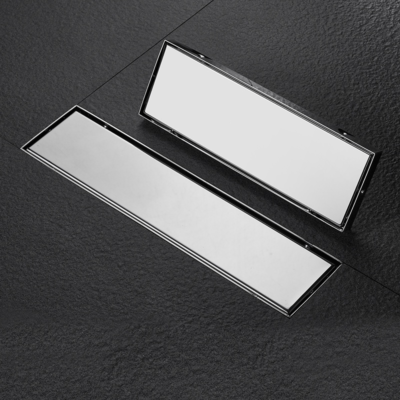 Custom Rectangle Square Stainless Steel Shower Linear Tile Insert Long Bathroom 304 Anti Odor Floor Drain