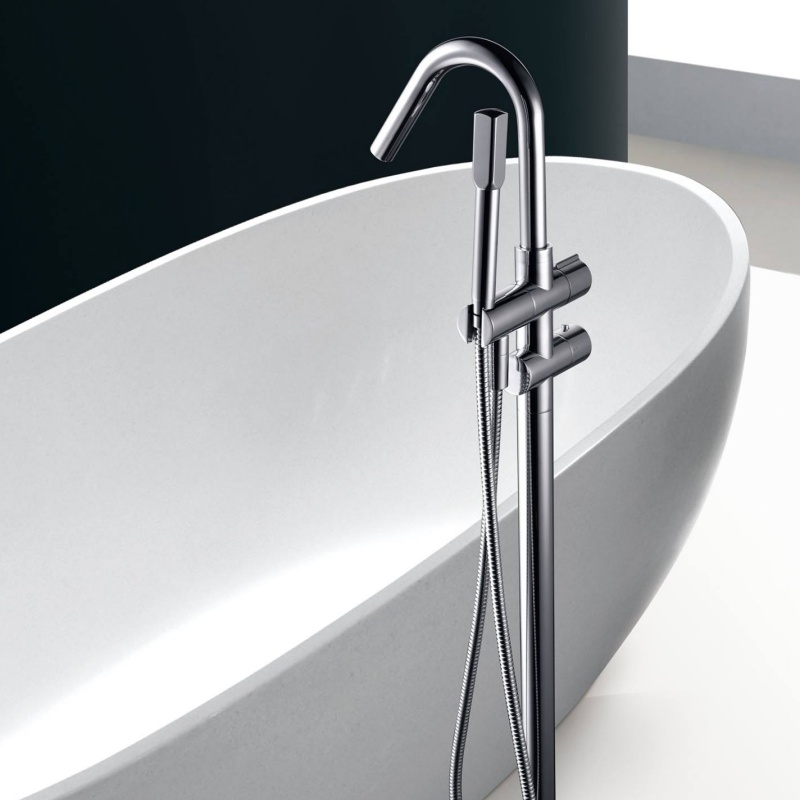 Factory Price 10% off Brass Floor Standing Bathtub Faucet Bath Shower Set