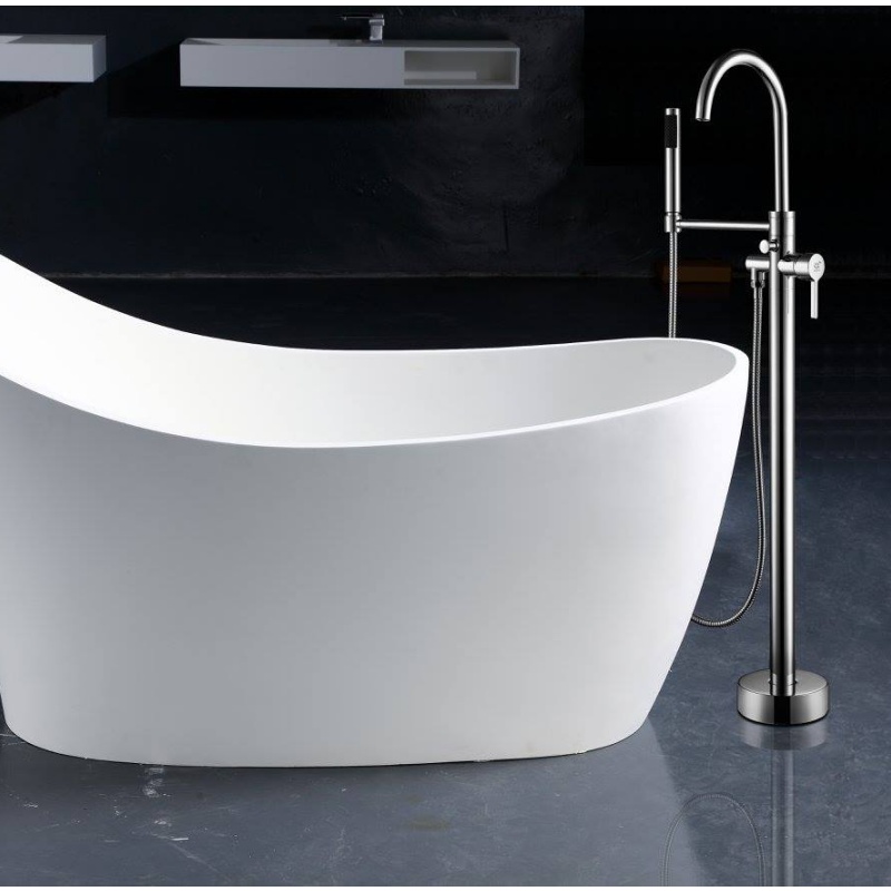 Black Dual Functon Freestanding Bathroom Faucet with Handheld Sprayer