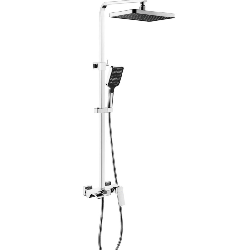 Elegant Brass Waterfall Shower Set with Temperature Control