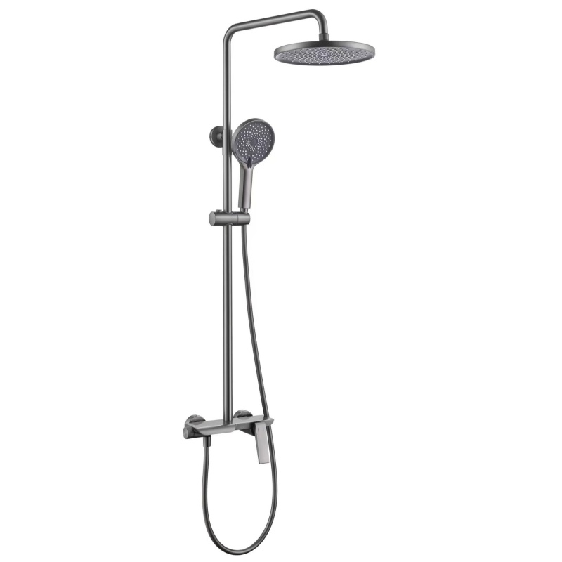 Modern Gray Brass Shower Faucet Set with Digital Function