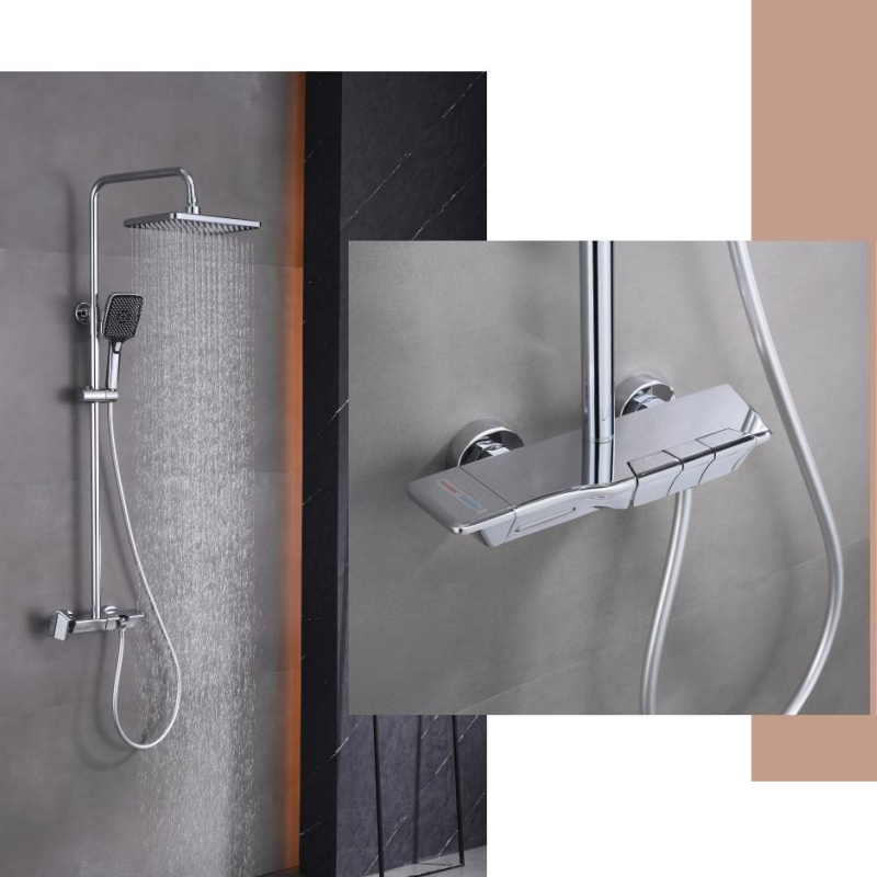Modern Wall Mounted Hot and Cold Water Shower Mixer Set