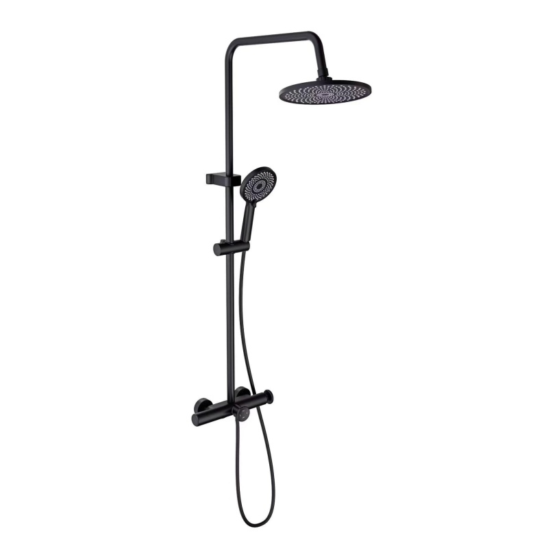 Modern Gray Brass Shower Faucet Set with Digital Function