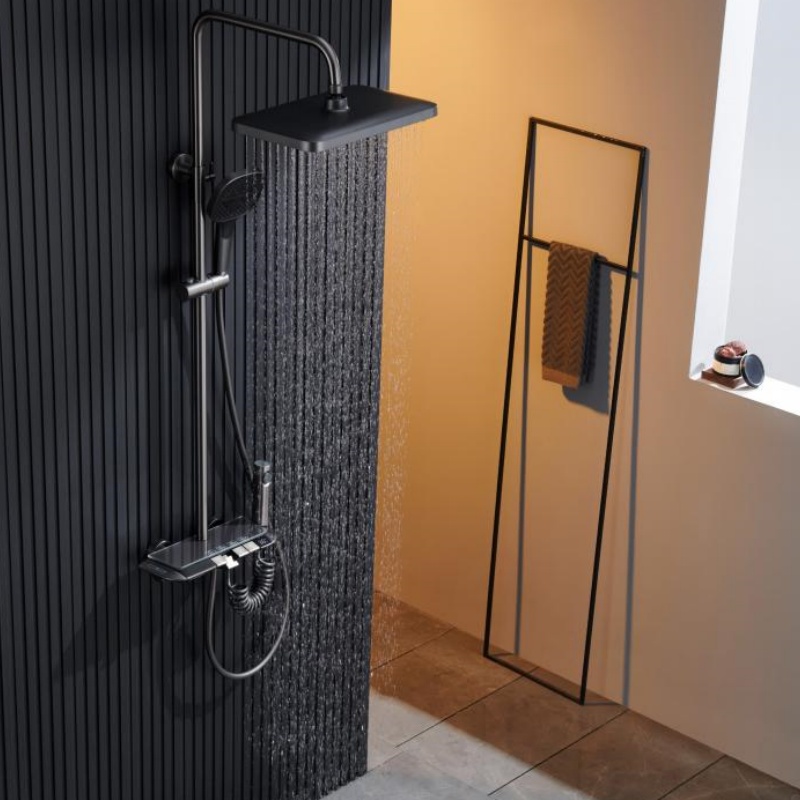 Modern Wall Mounted Hot and Cold Water Shower Mixer Set
