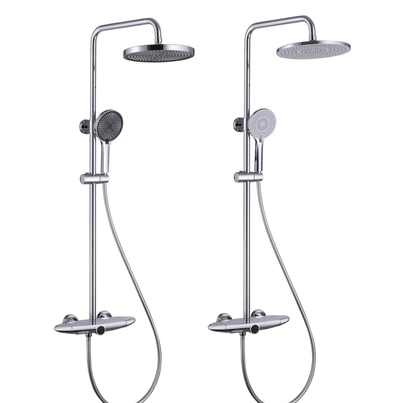 Elegant Brass Waterfall Shower Set with Temperature Control
