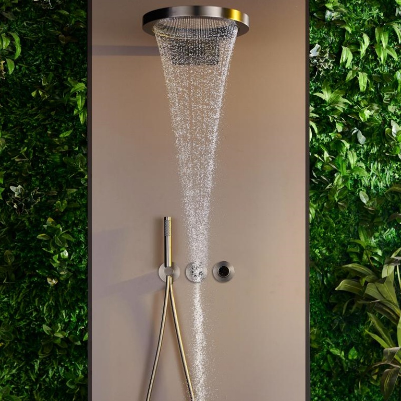 Premium Shower System with Stunning Brass Waterfall Design