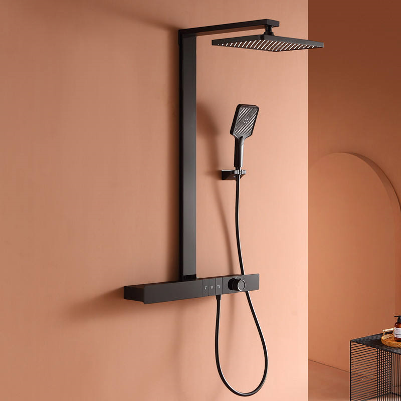 Modern Style Matt Black Shower Set with Optional Combination