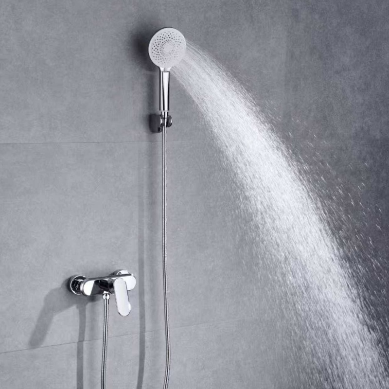 Elegant Chrome Rain Shower Head and Wall Faucet Set