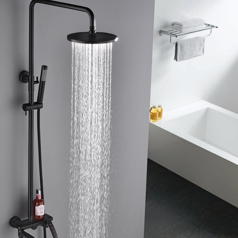 Luxurious Black Rainfall Shower Column with Smart Mixer