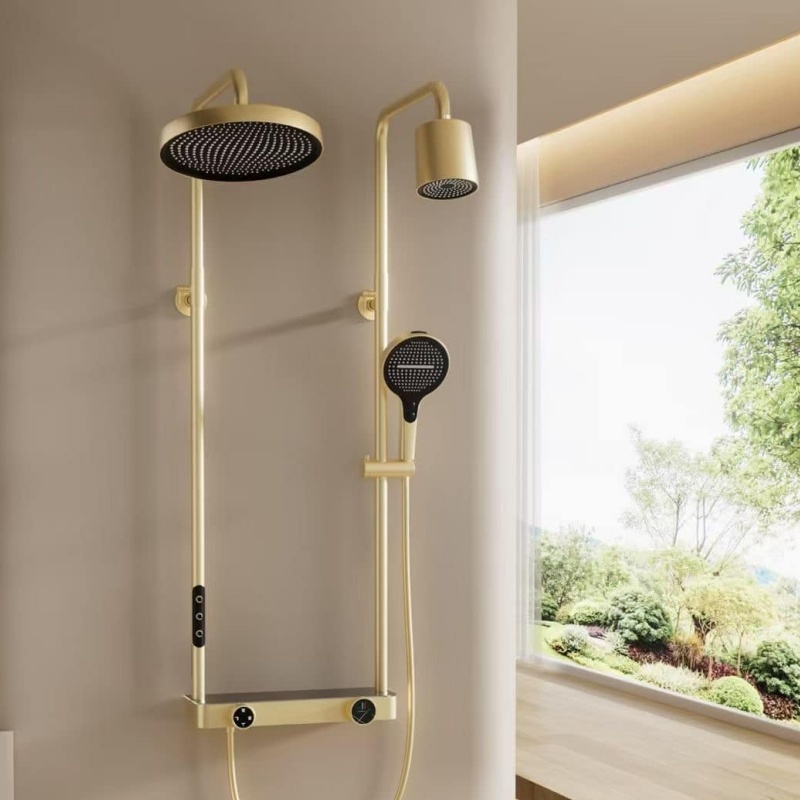 Elegant Gun Gray Brass Shower Faucet System for Luxurious Bathrooms
