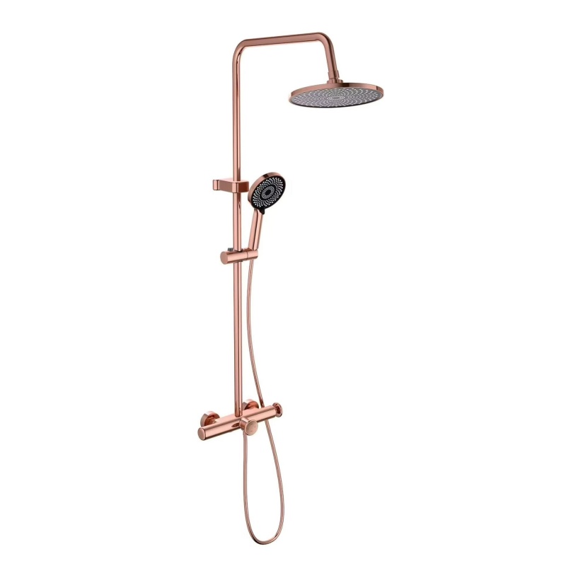 Modern Gray Brass Shower Faucet Set with Digital Function