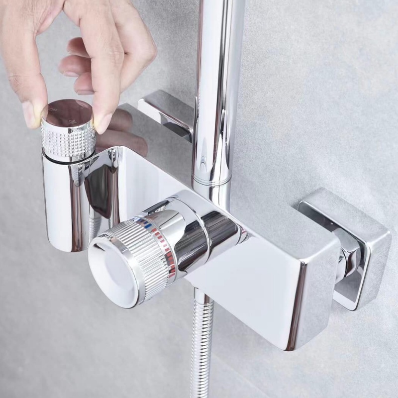 Luxurious Black Rainfall Shower Column with Smart Mixer