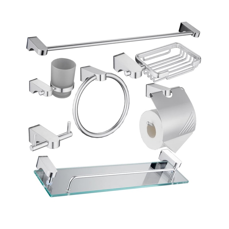 Hotel Wall Mounted Bath Hardware 6 PCS Bathroom Accessory Set