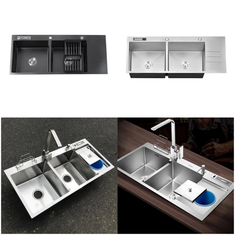 Square Undermount Kitchen Sink Stainless Steel Single Bowl Handmade Custom Color Brushed Finish Basin
