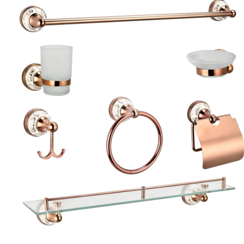 Hotel Wall Mounted Bath Hardware 6 PCS Bathroom Accessory Set