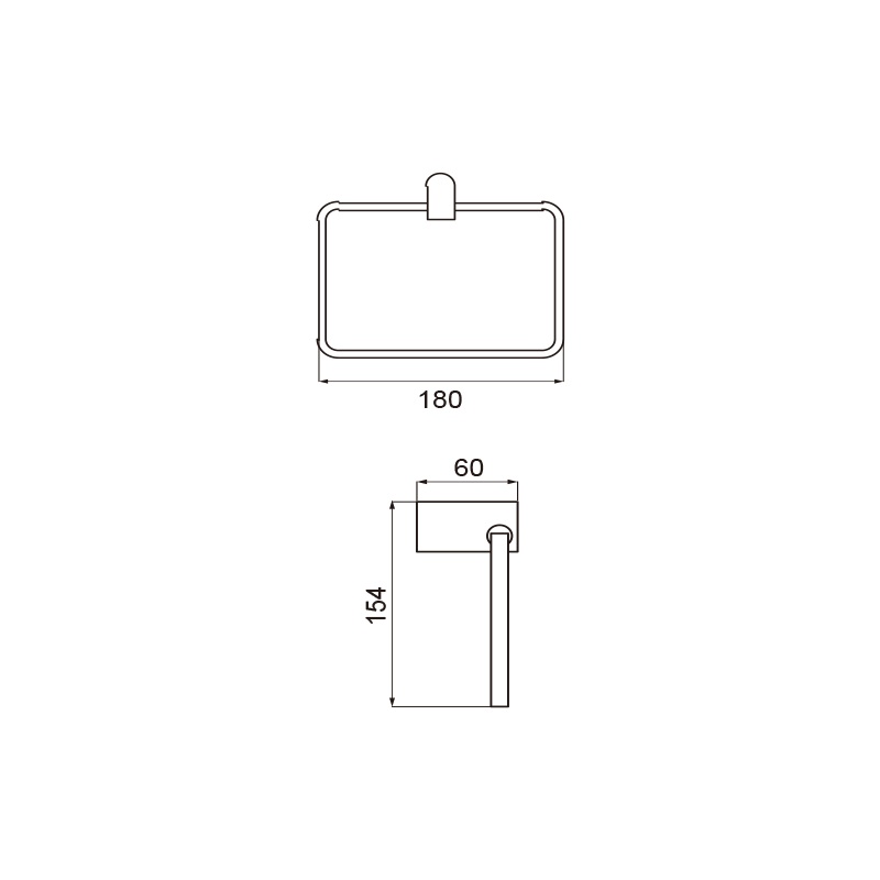 Square Wall Mounted Black Stainless Steel Modern Bathroom Accessory Set