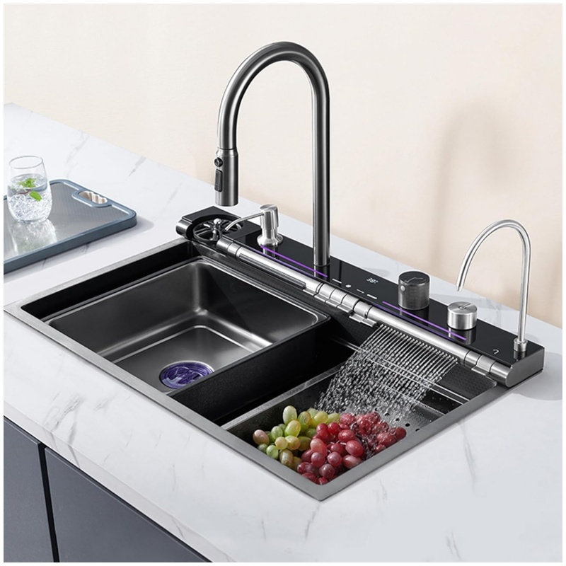 SUS304 Double Bowl Rectangular Kitchen Sink for Under Mount Installation