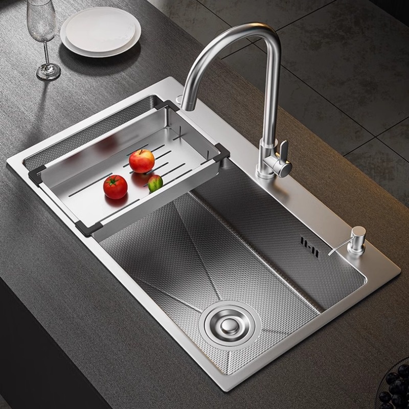 Handmade Square Kitchen Sink Stainless Steel Single Bowl X Flume Drain Undermount Custom Size Basin