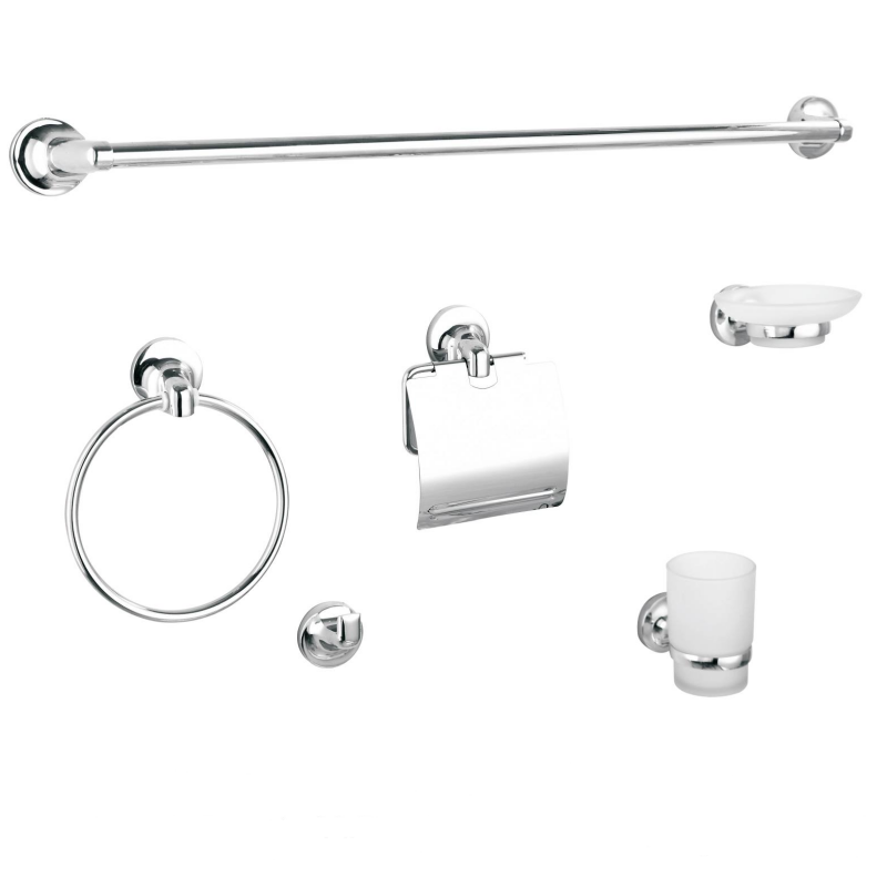Hotel Wall Mounted Bath Hardware 6 PCS Bathroom Accessory Set