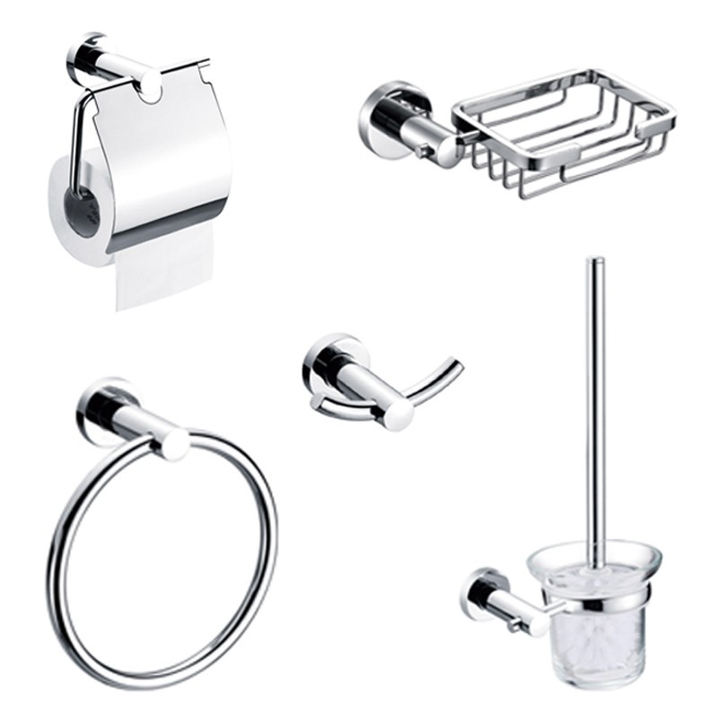 Stylish Zinc Alloy Chrome Wall Mounted Bathroom Accessories Set