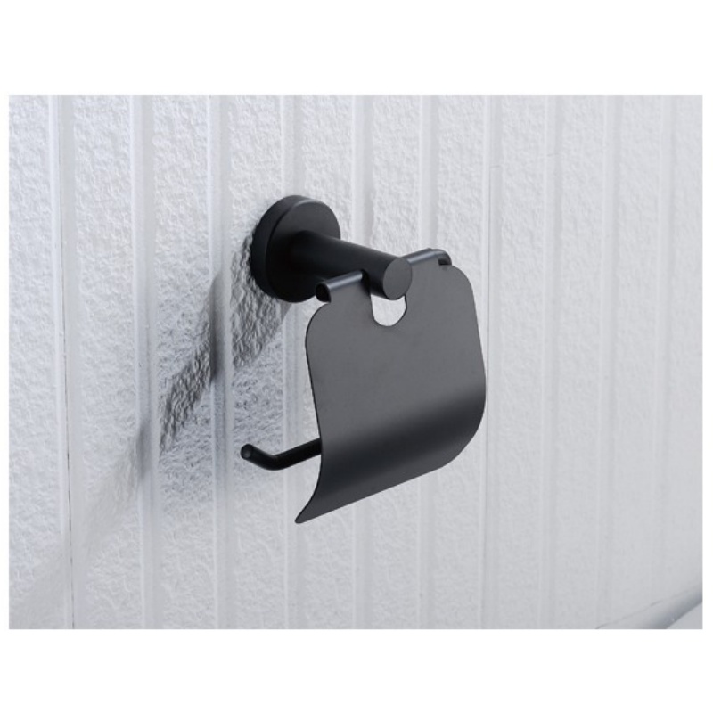 Black Square Design Wall Mount 6 Pieces Bathroom Hardware Accessories Set