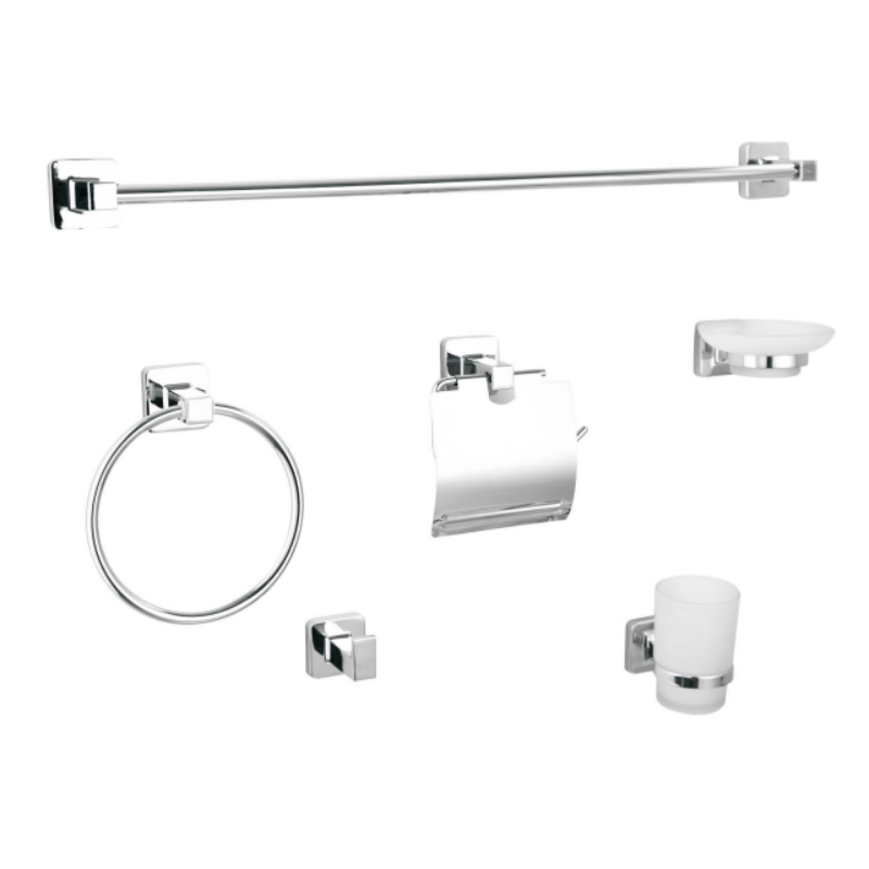 Hotel Wall Mounted Bath Hardware 6 PCS Bathroom Accessory Set
