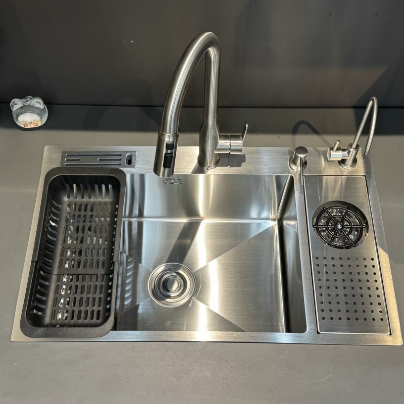 Wholesale Kitchen Sink Stainless Steel Square Handmade Single Bowl Sink Custom Dimensions Brushed Finish Durable Kitchen Sink Factory